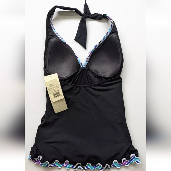 Gottex Tempo Halter Tankini Top, Black, Women's 6 - Picture 2 of 3